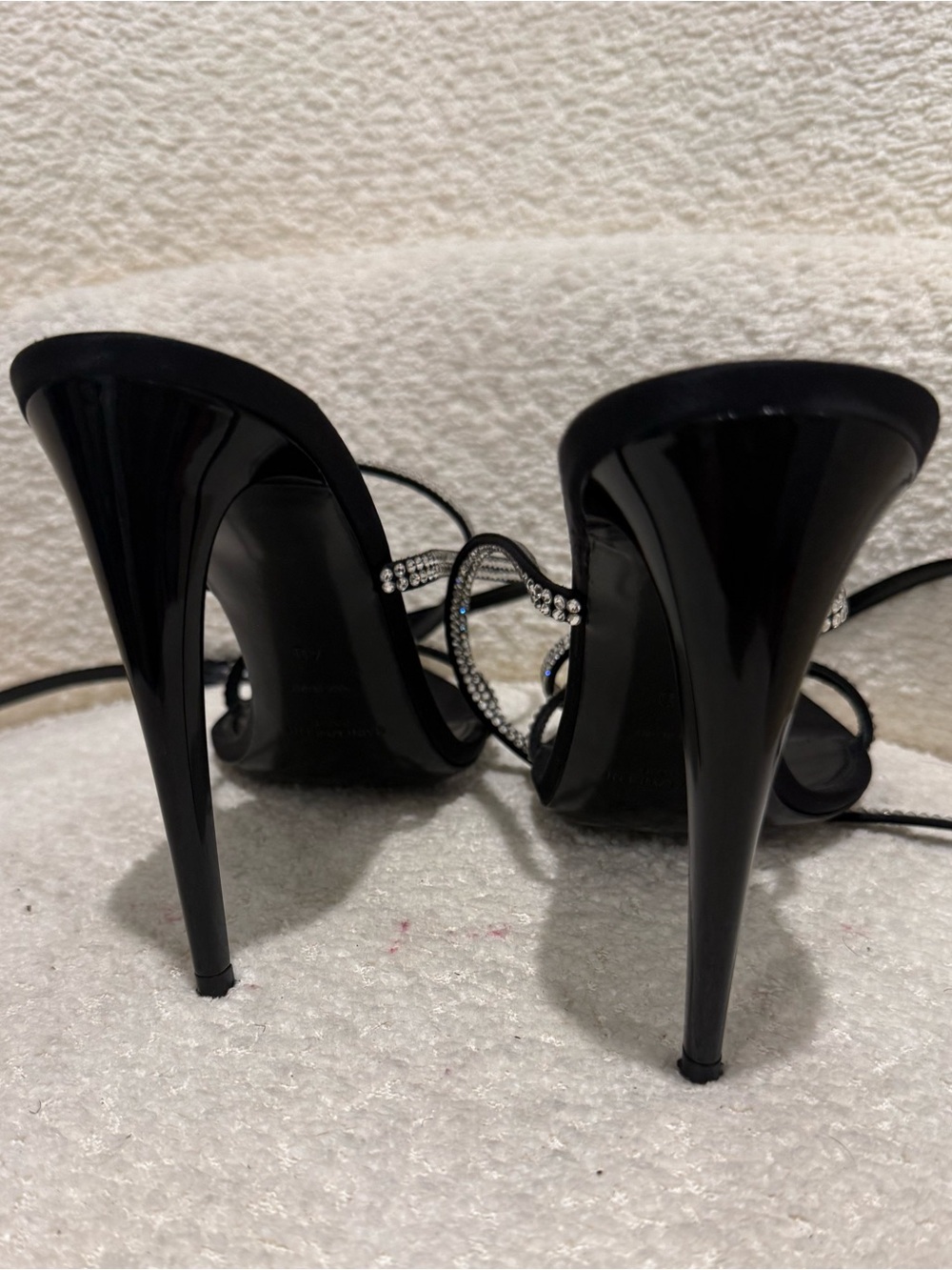 Saint Laurent Black Crystal-Strap Stiletto Heels - Picture 4 of 4
